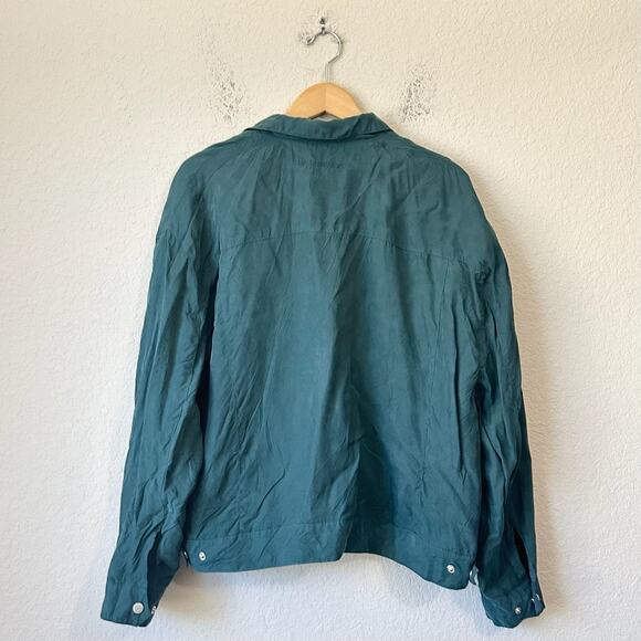 MKI MIYUKI ZOKU Overshirt Jacket Men L Teal Lined Snap Button Shacket Minimalist - Picture 2 of 10